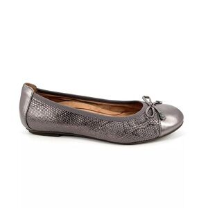 Vionic Minna Ballet Flats Womens Size 7 Silver Metallic Leather Snake Print Shoe
